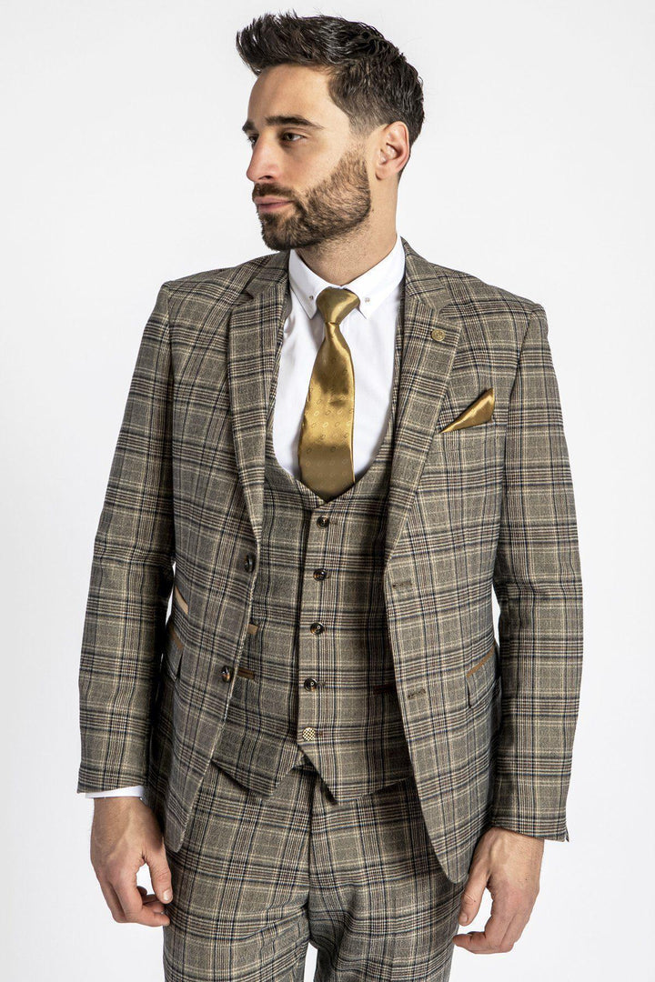 ENZO - Tan Tweed Check Blazer