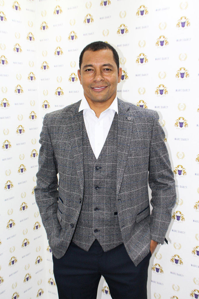 Former Arsenal Midfielder Invincible Gilberto Silva Scott Tweed Check Blazer & Waistcoat