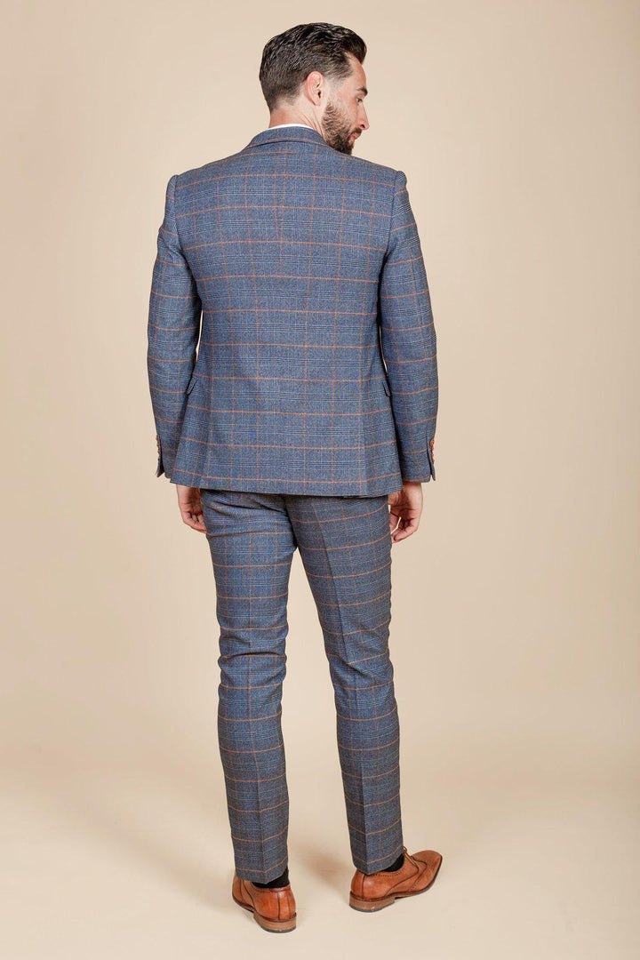 Former Footballer Clinton Morrison In Jenson Sky Blue Check Suit