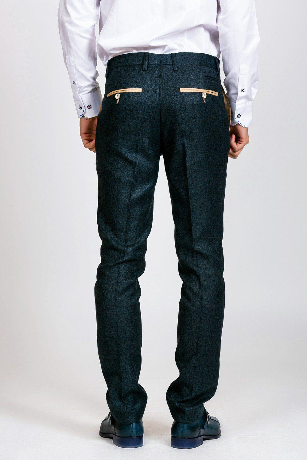 GLEN - Navy Tweed Trousers