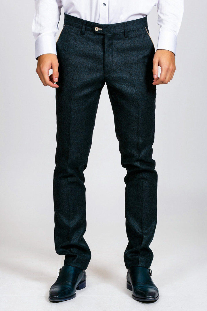 GLEN - Navy Tweed Trousers