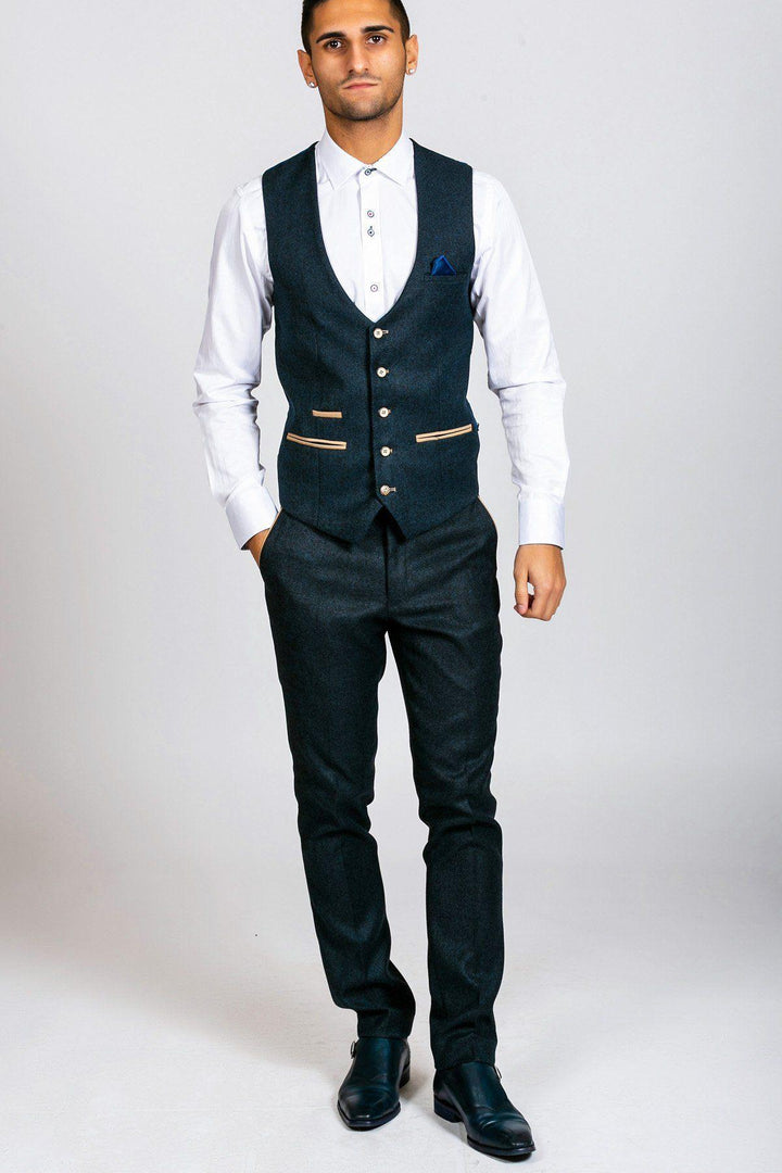 GLEN - Navy Tweed Waistcoat