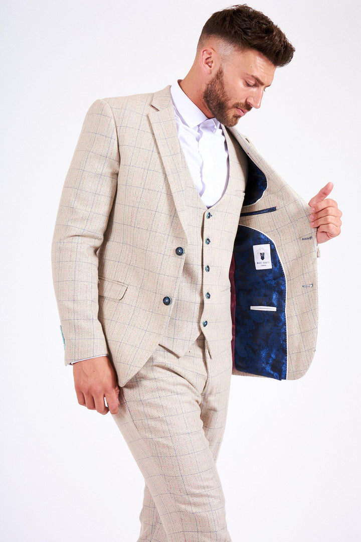 HARDING - Cream Tweed Check Print Blazer