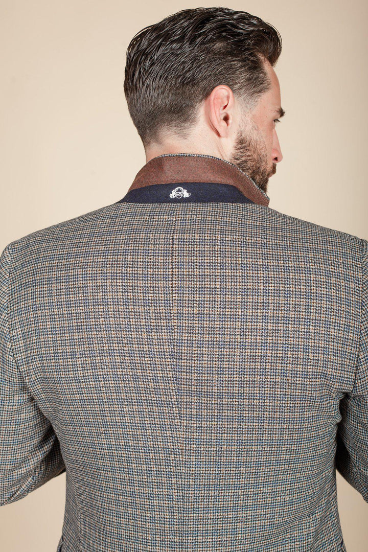 HARDWICK - Navy Tan Tweed Check Blazer