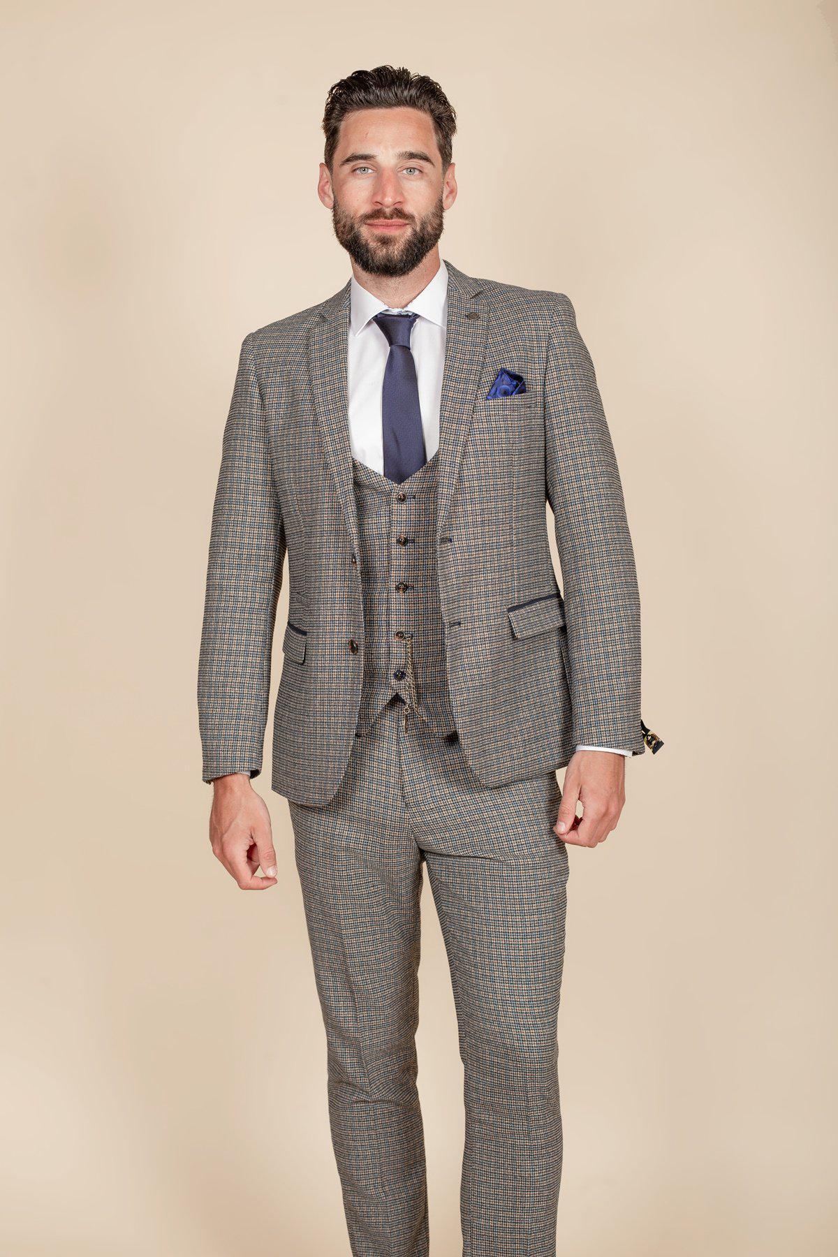 Grey Tweed Suit for Men Wedding Suit for Groom and Groomsmen 