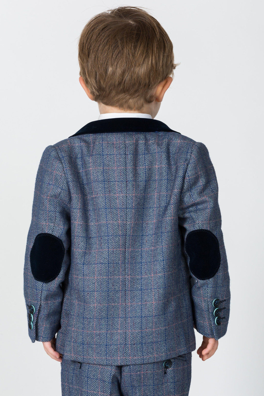 HILTON - Childrens Blue Tweed Check Three Piece Suit