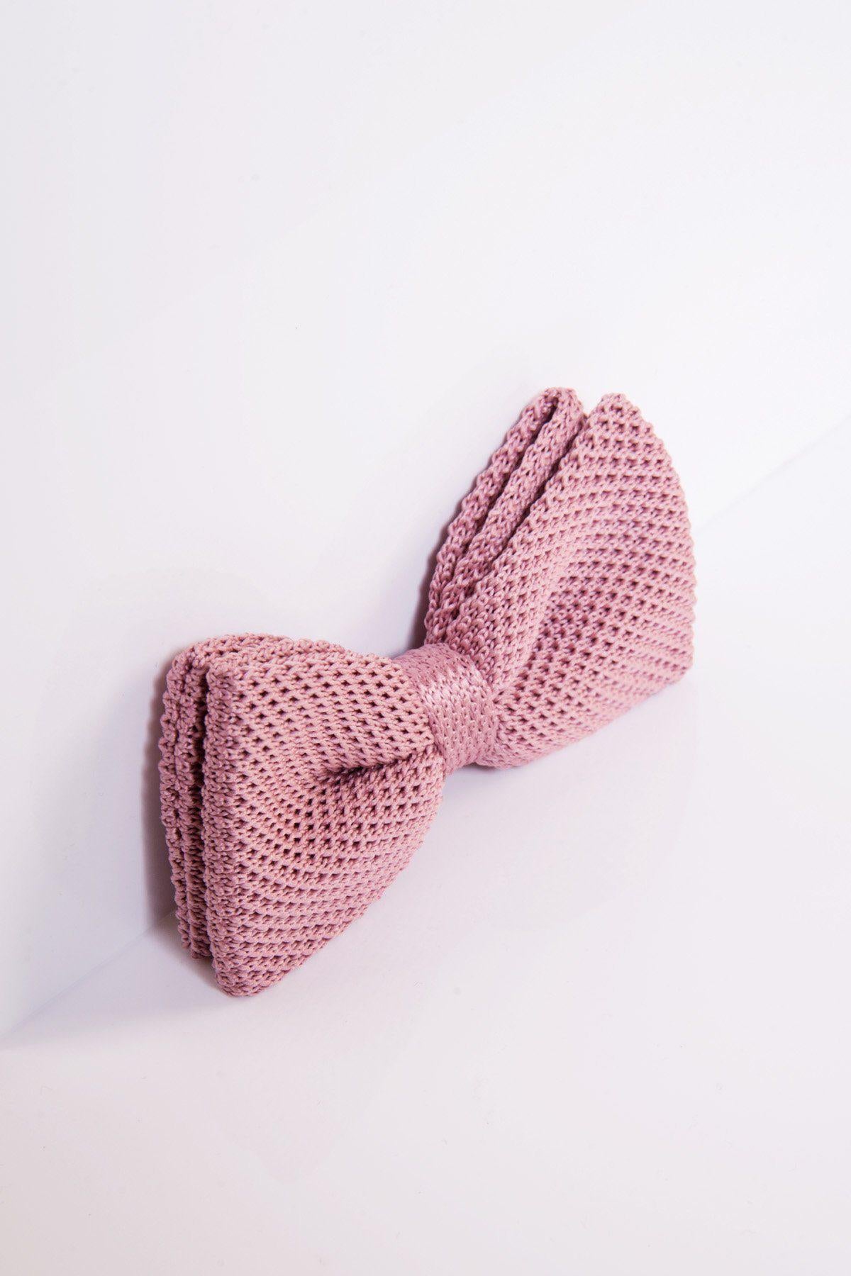 The marcdarcy KB - Knitted Double Layer Bow Tie in blush pink is showcased against a plain white background.