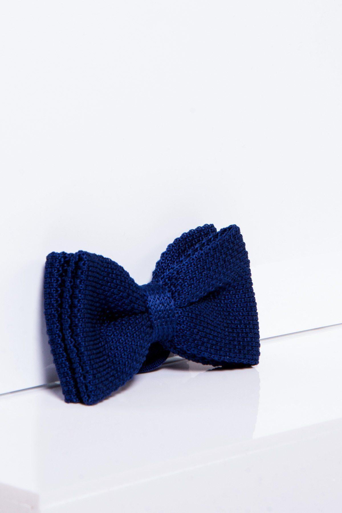 The marcdarcy KB - Knitted Double Layer Bow Tie in Royal Blue sits on a white background, making it the perfect pre-tied accessory to elevate any groom’s look.