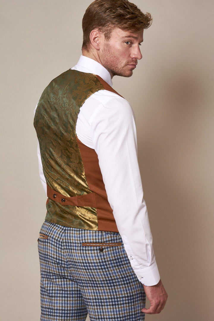 KELLY - Dark Tan Double Breasted Waistcoat