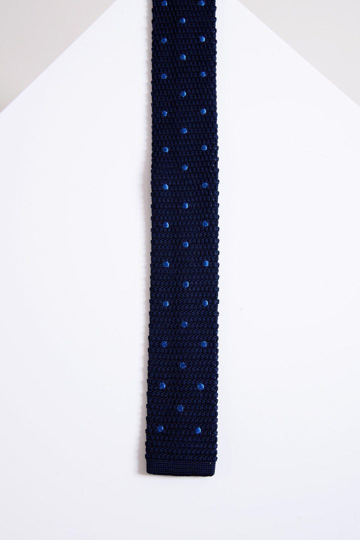 KT - Navy Light Blue Spot Knitted Tie