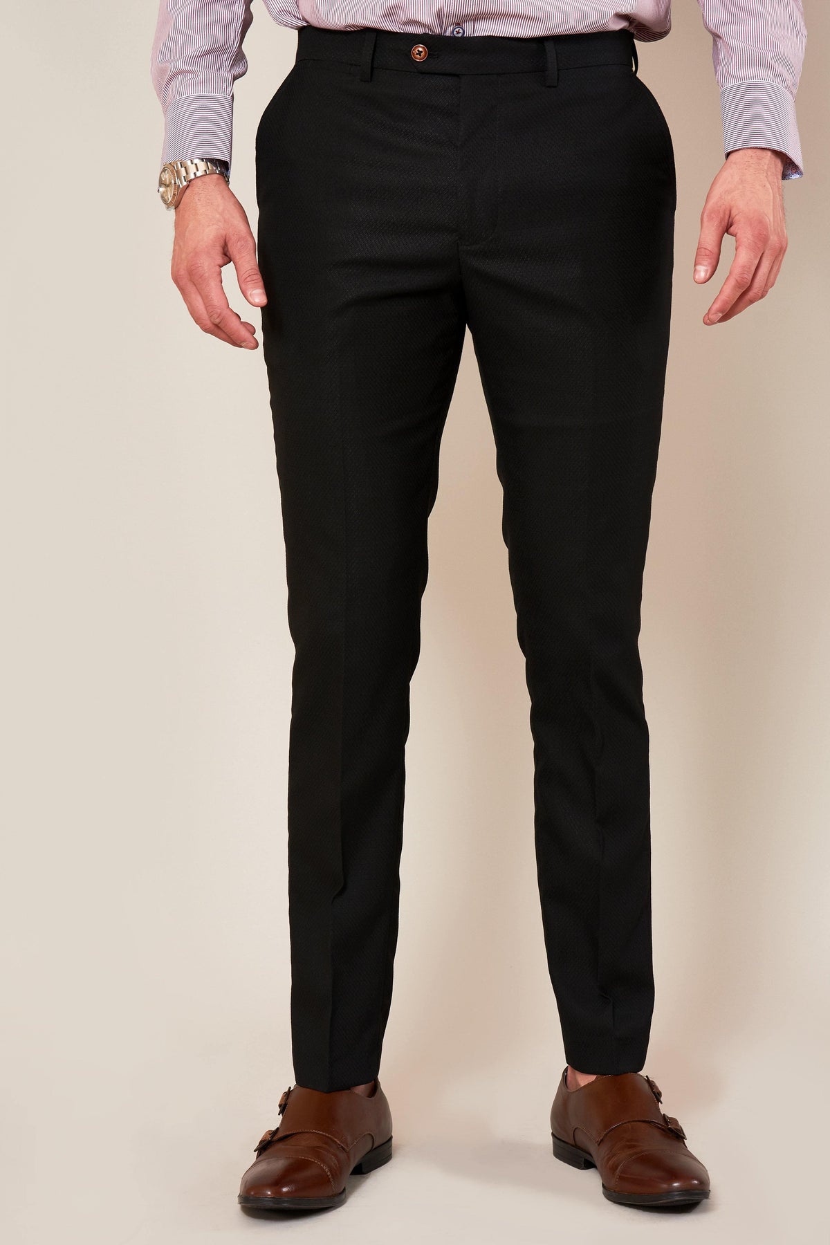 Limehaus | Men's Black Blue Check Skinny Trouser | Suit Direct