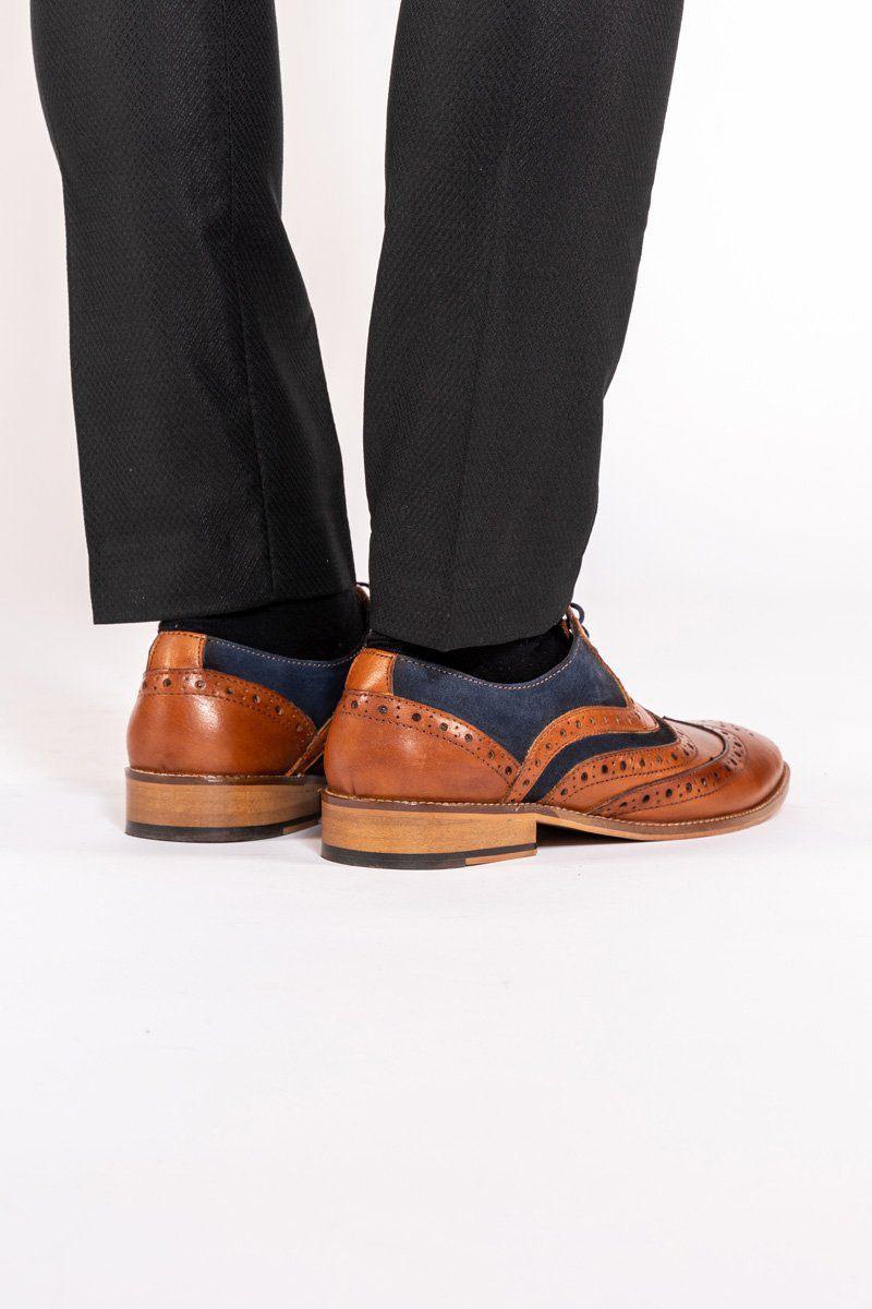 MURRAY - Tan Leather Suede Contrast Brogue Shoe