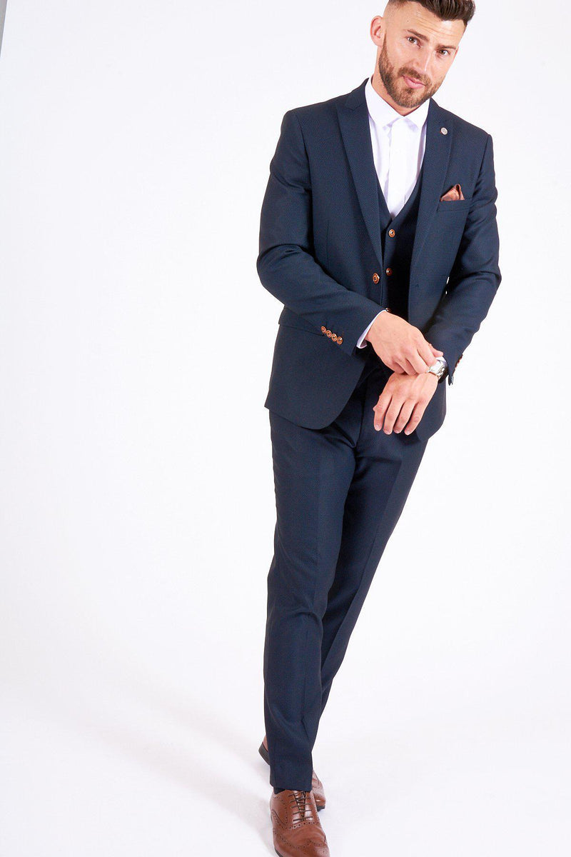 MUTV Presenter Stewart Gardner in Max Navy Suit – Marc Darcy