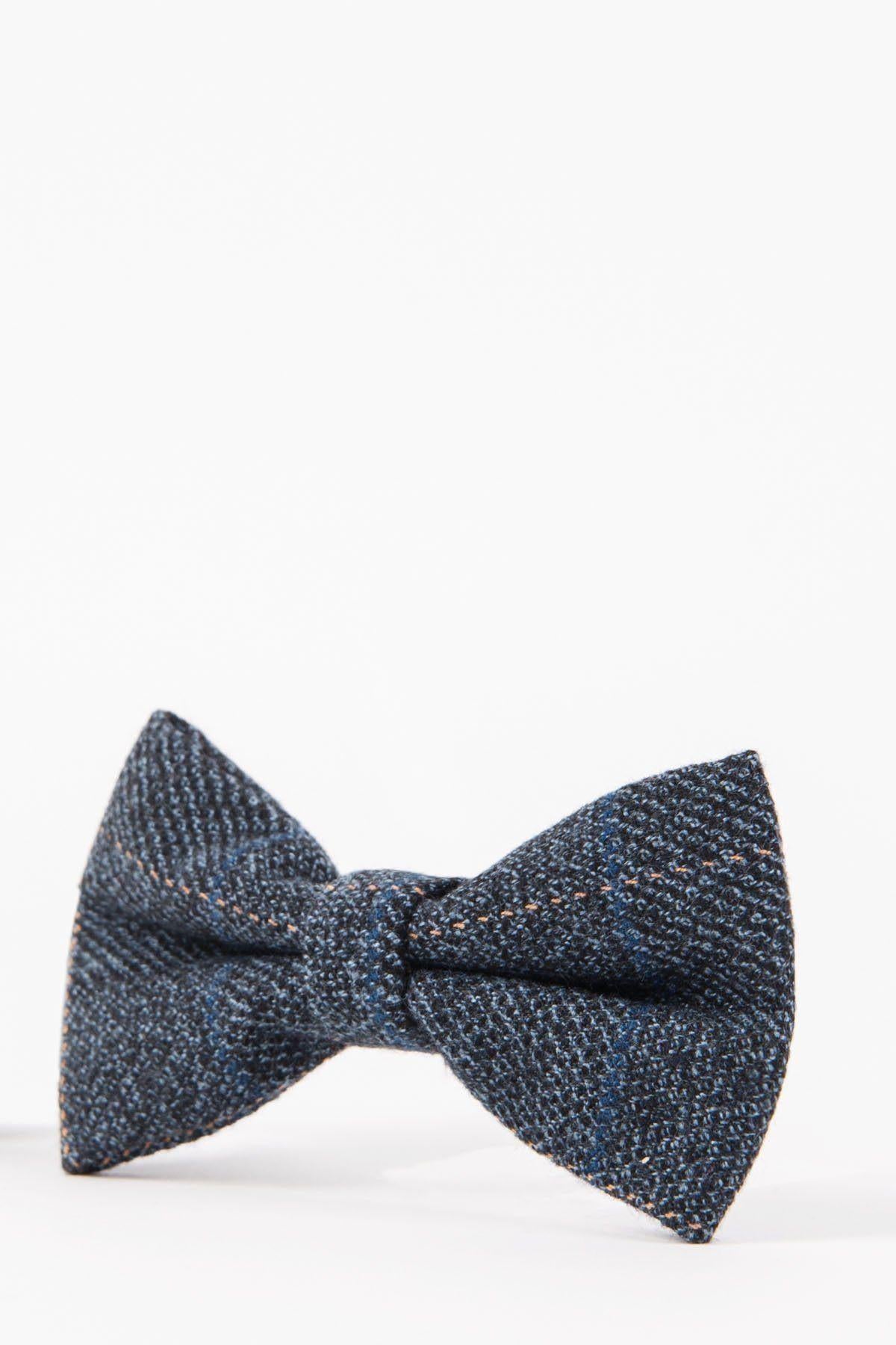 The SCOTT - Blue Check Tweed Bow Tie by Accessory is shown on a plain white background.