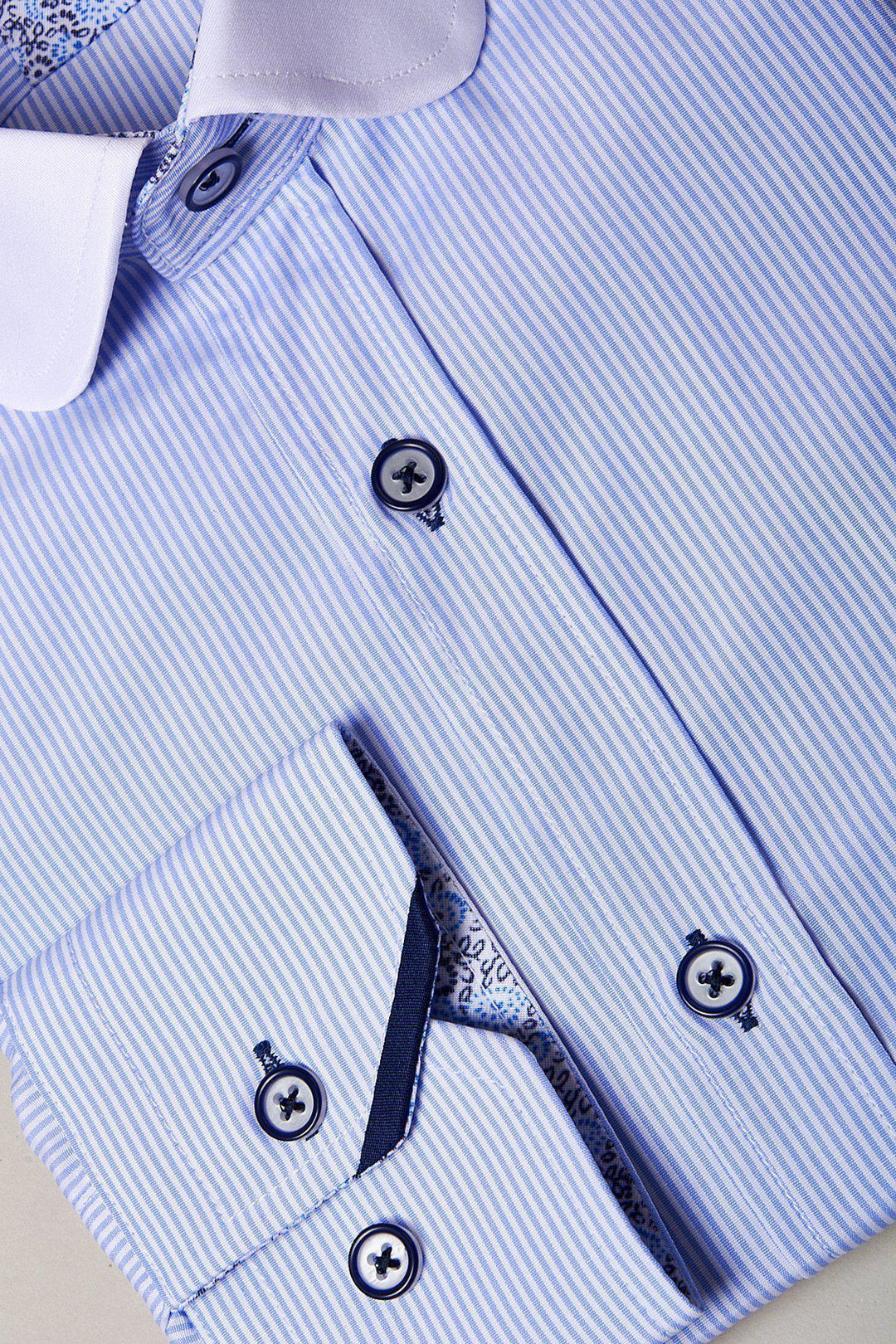 SHELBY - Sky Blue Stripe Penny Collar Shirt