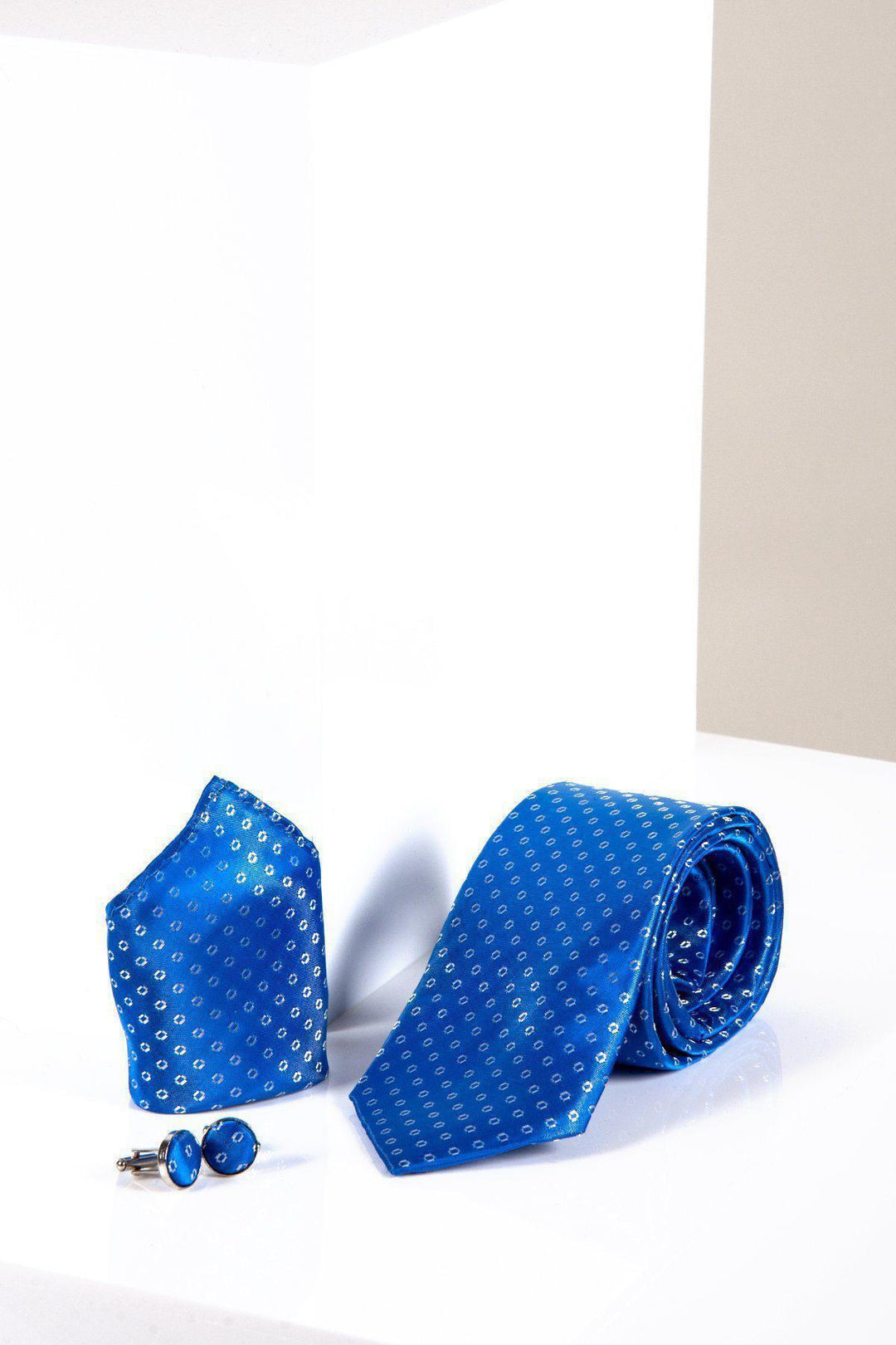 TS TUBES - Blue Spot Tie and Pocket Square Set