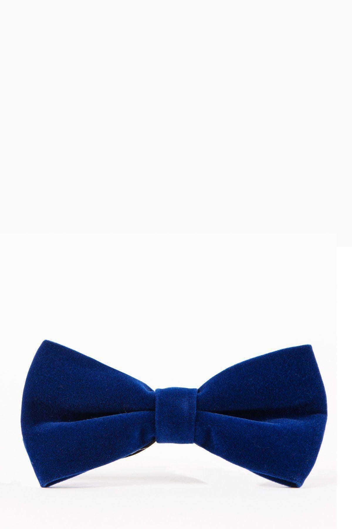 The Accessory VELVET Electric Blue Velvet Bow Tie, ideal for black tie events, is shown against a plain white background.