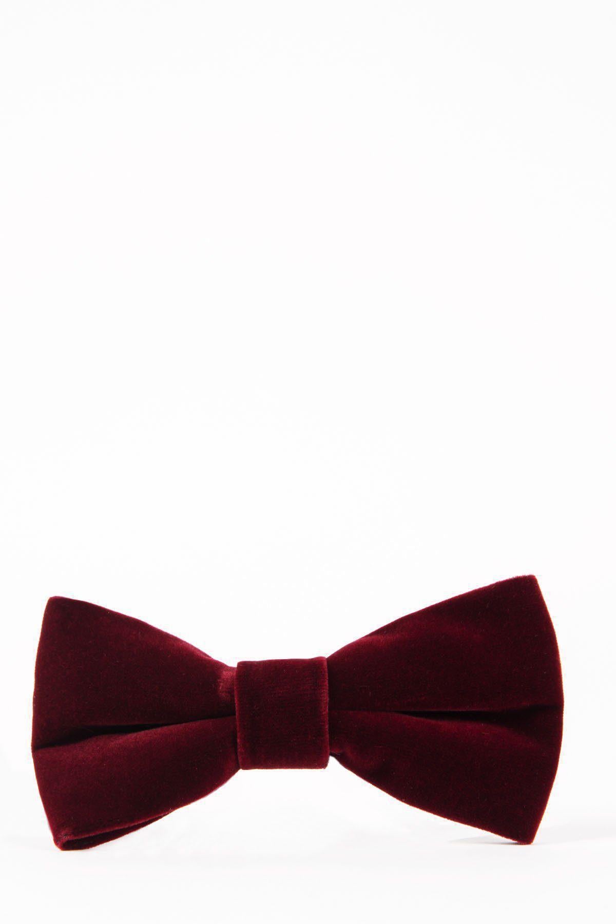 The Accessory VELVET - Wine Velvet Bow Tie, ideal for black tie events, is showcased centered on a plain white background.