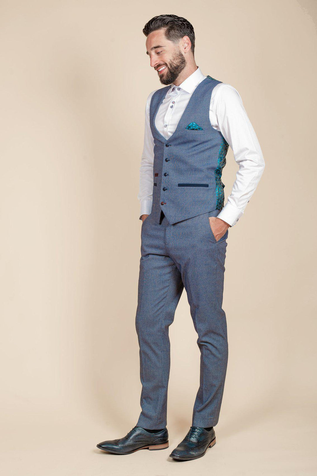 WILSON - Blue Birdseye Waistcoat