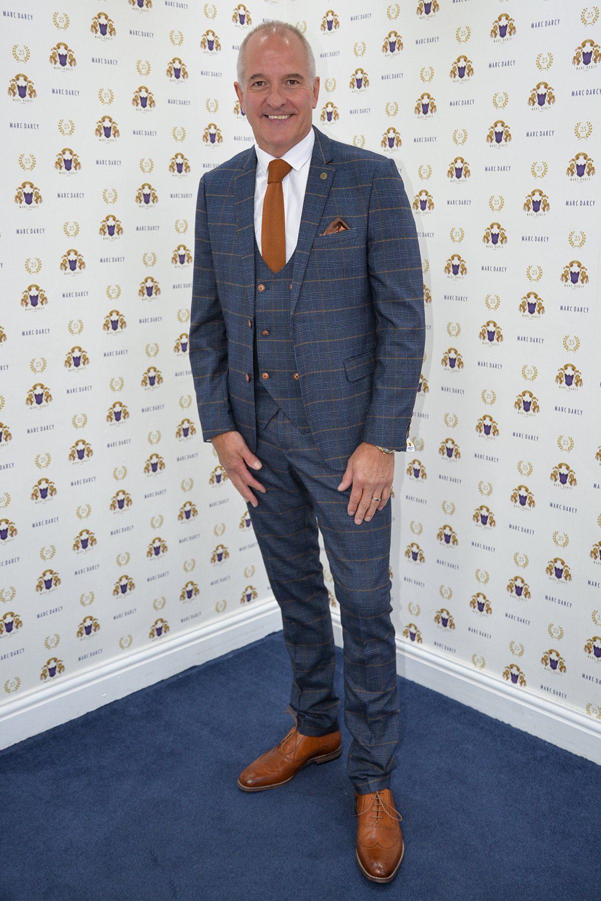 Marine Navy Check Suit As Seen On Steve Bull – Marc Darcy